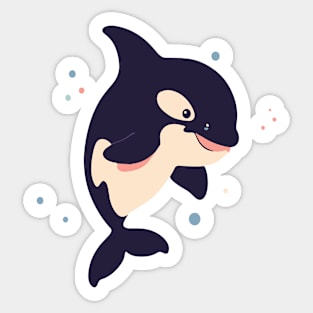 Geometrical Colorful Orca. Adorable Mosaic Cute Kawaii Simple Fish Sticker